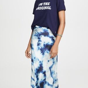 Lioness Satin Blue Abstract Skirt | Size small